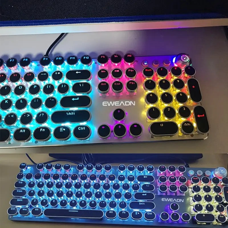 GearForge Retro Gaming Keyboard – Steampunk Design, LED Backlit