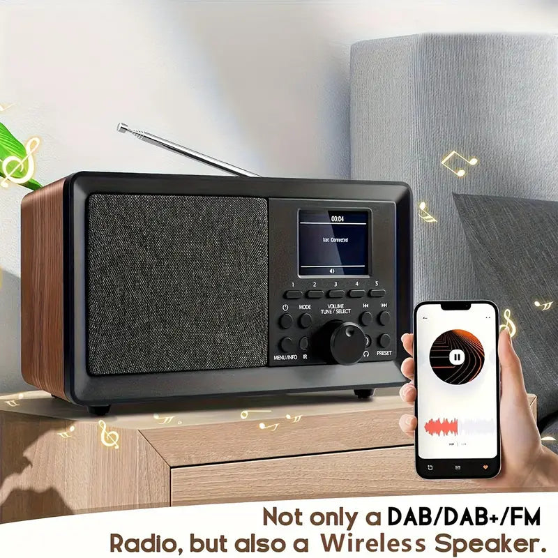 Auravox Retro DAB/FM Wooden Radio with Alarm & USB/AUX