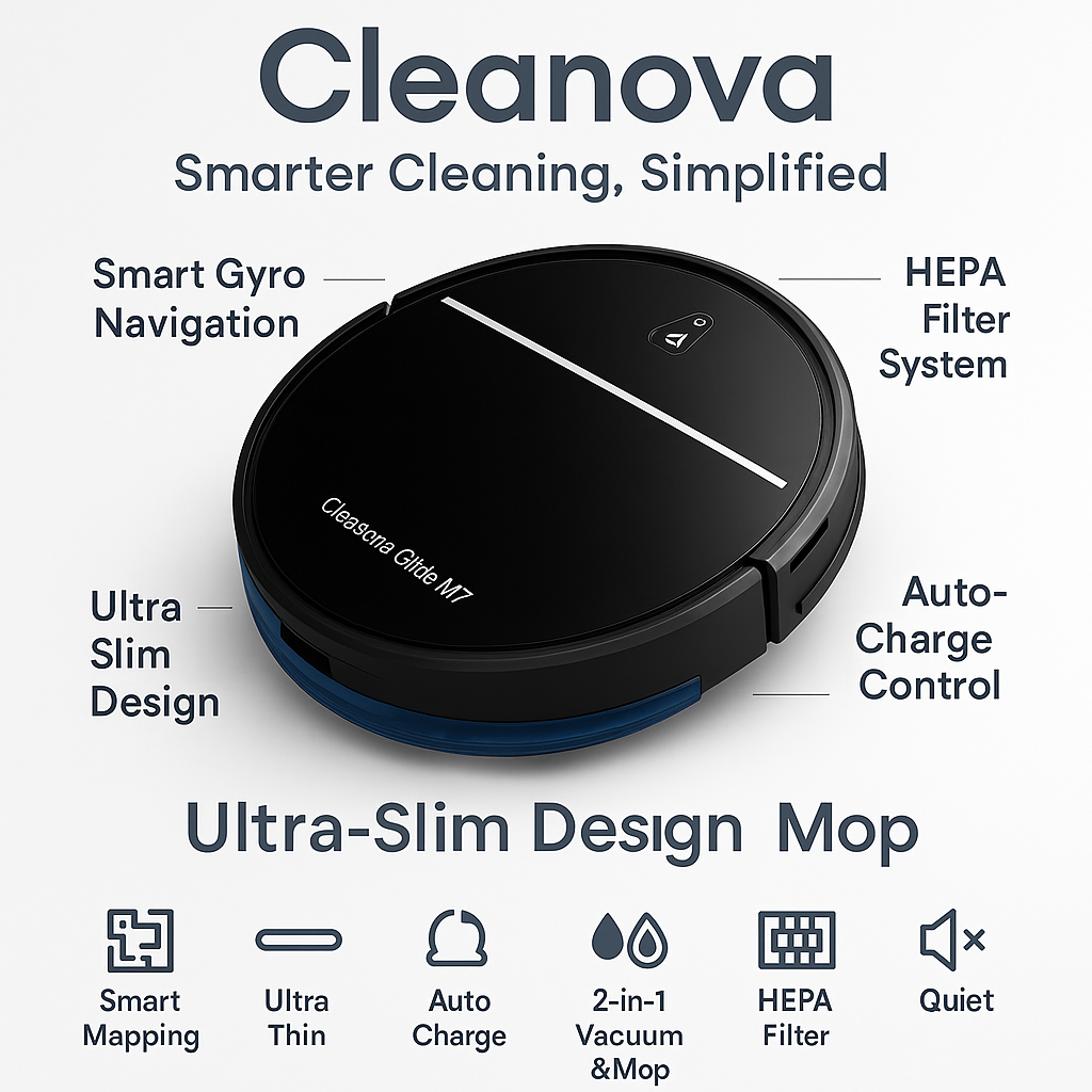 Cleanova Glide M7 – Smart Robot Vacuum