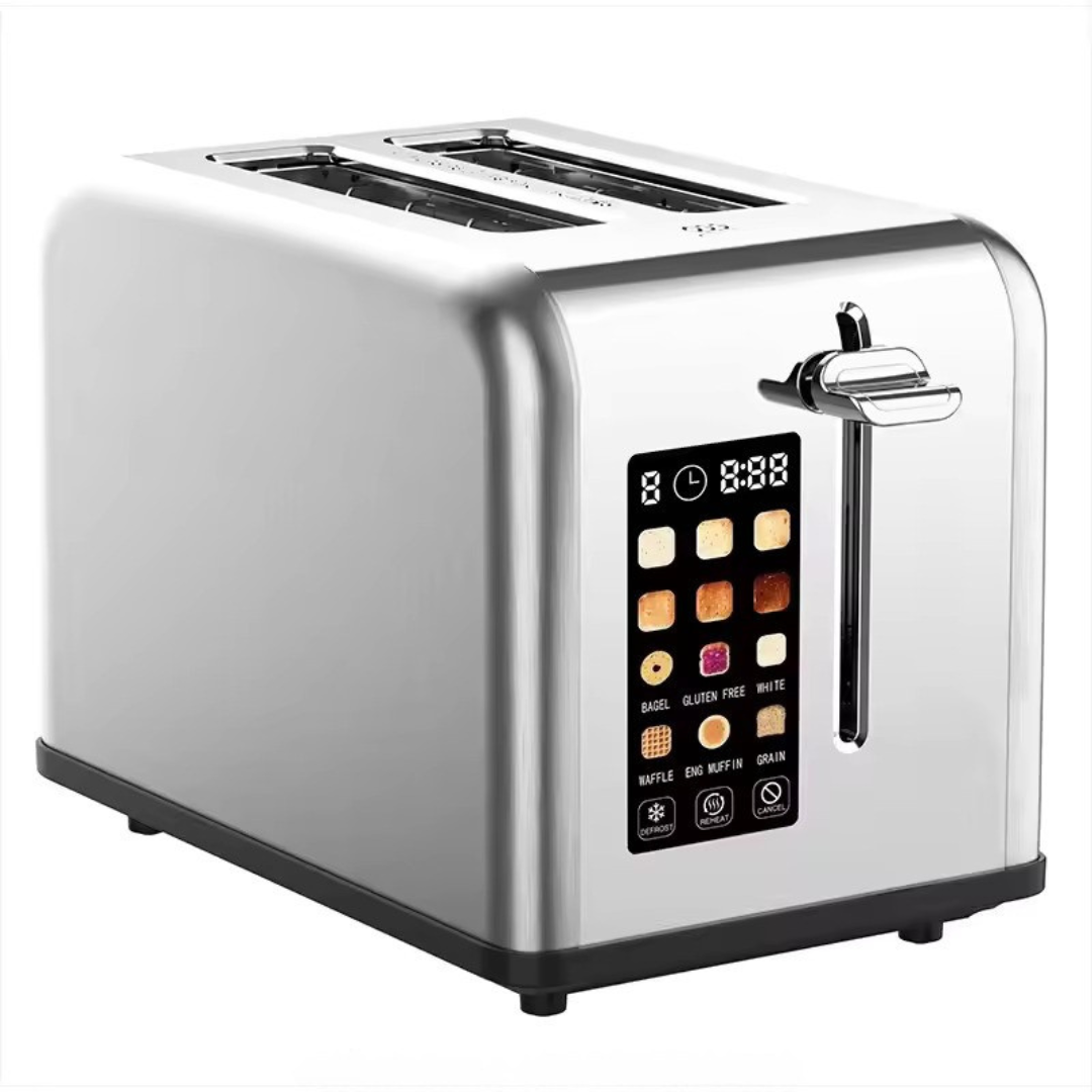 CrispEdge Digital Toaster – 2-Slice LCD Touch, Fast Heating & Wide Slots