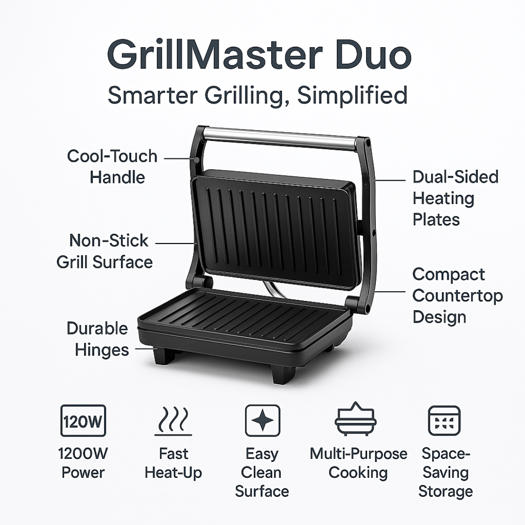 GrillMaster Duo – Double-Sided Panini & Sandwich Maker