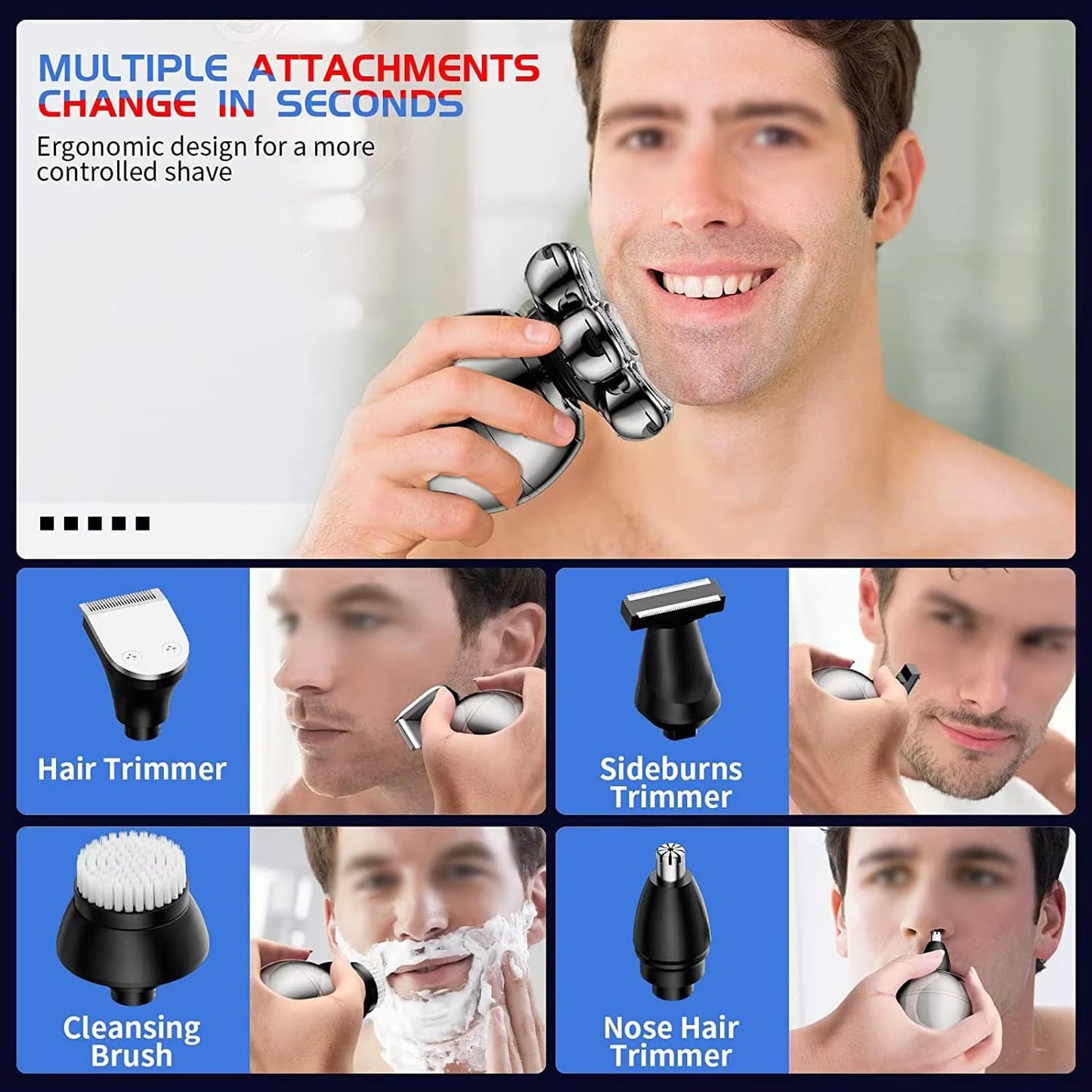 BladeRunner 7D Electric Shaver – 5-in-1 Grooming Kit for Men