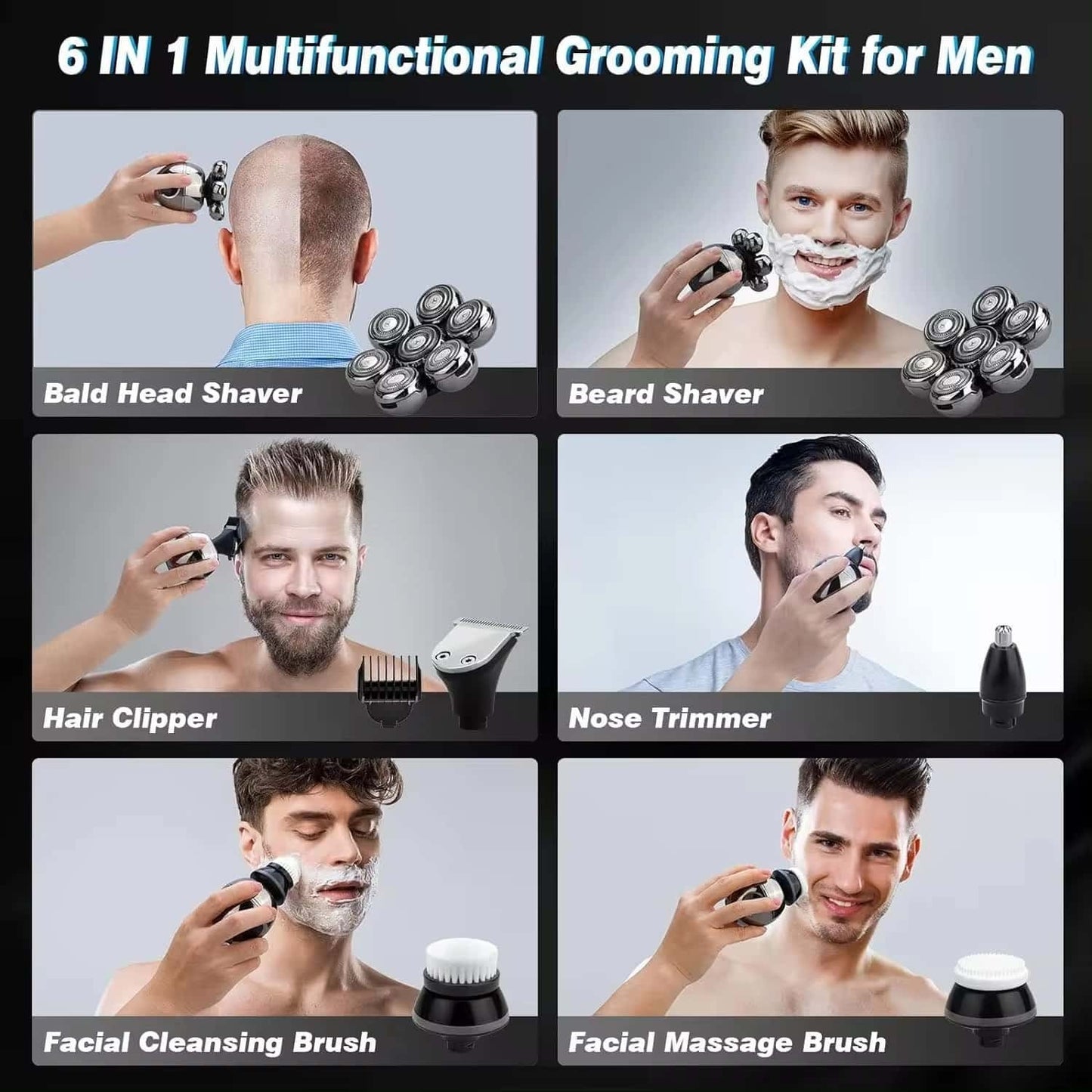 BladeRunner 7D Electric Shaver – 5-in-1 Grooming Kit for Men