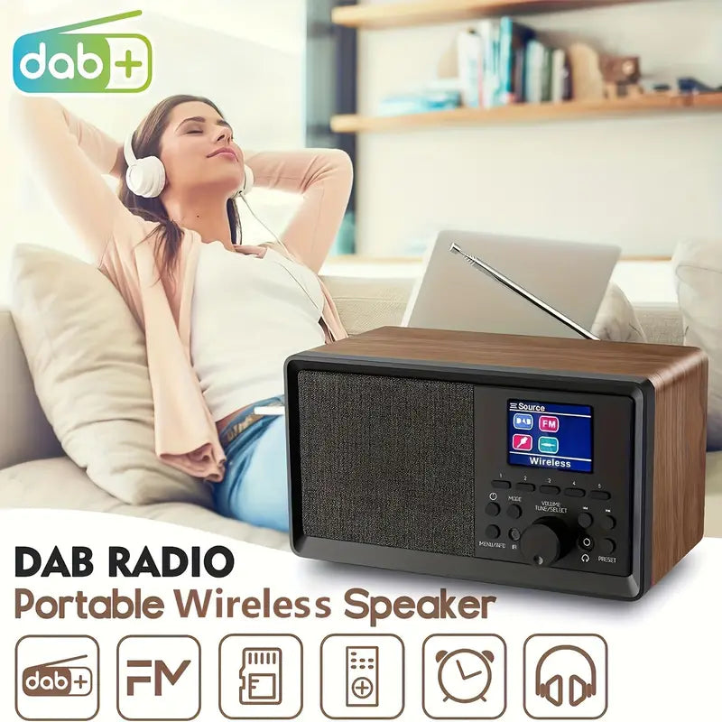 Auravox Retro DAB/FM Wooden Radio with Alarm & USB/AUX