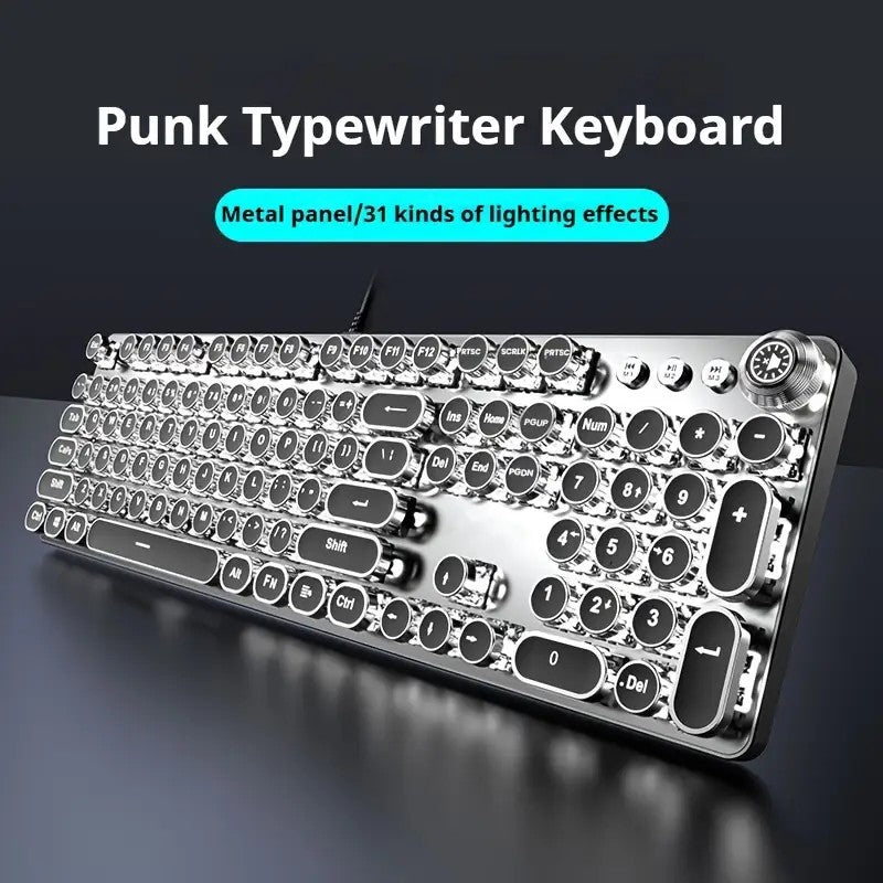 GearForge Retro Gaming Keyboard – Steampunk Design, LED Backlit