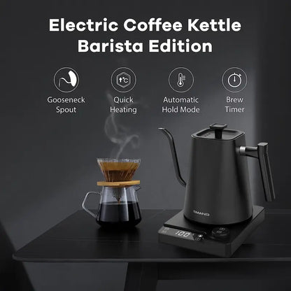 AeroPour Gooseneck Kettle – 1L Stainless Steel, Temp Control