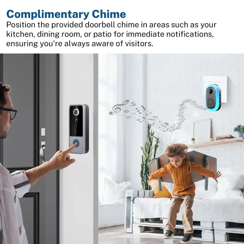 GuardianBell Pro AI Night Vision Doorbell HD Video