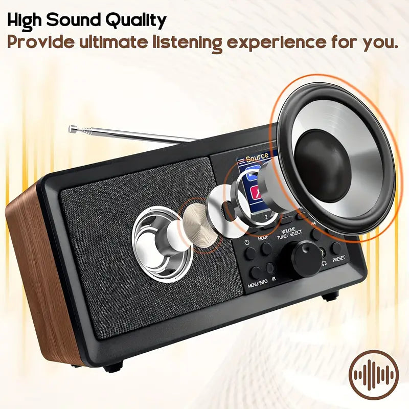 Auravox Retro DAB/FM Wooden Radio with Alarm & USB/AUX