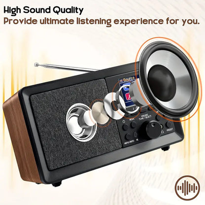Auravox Retro DAB/FM Wooden Radio with Alarm & USB/AUX