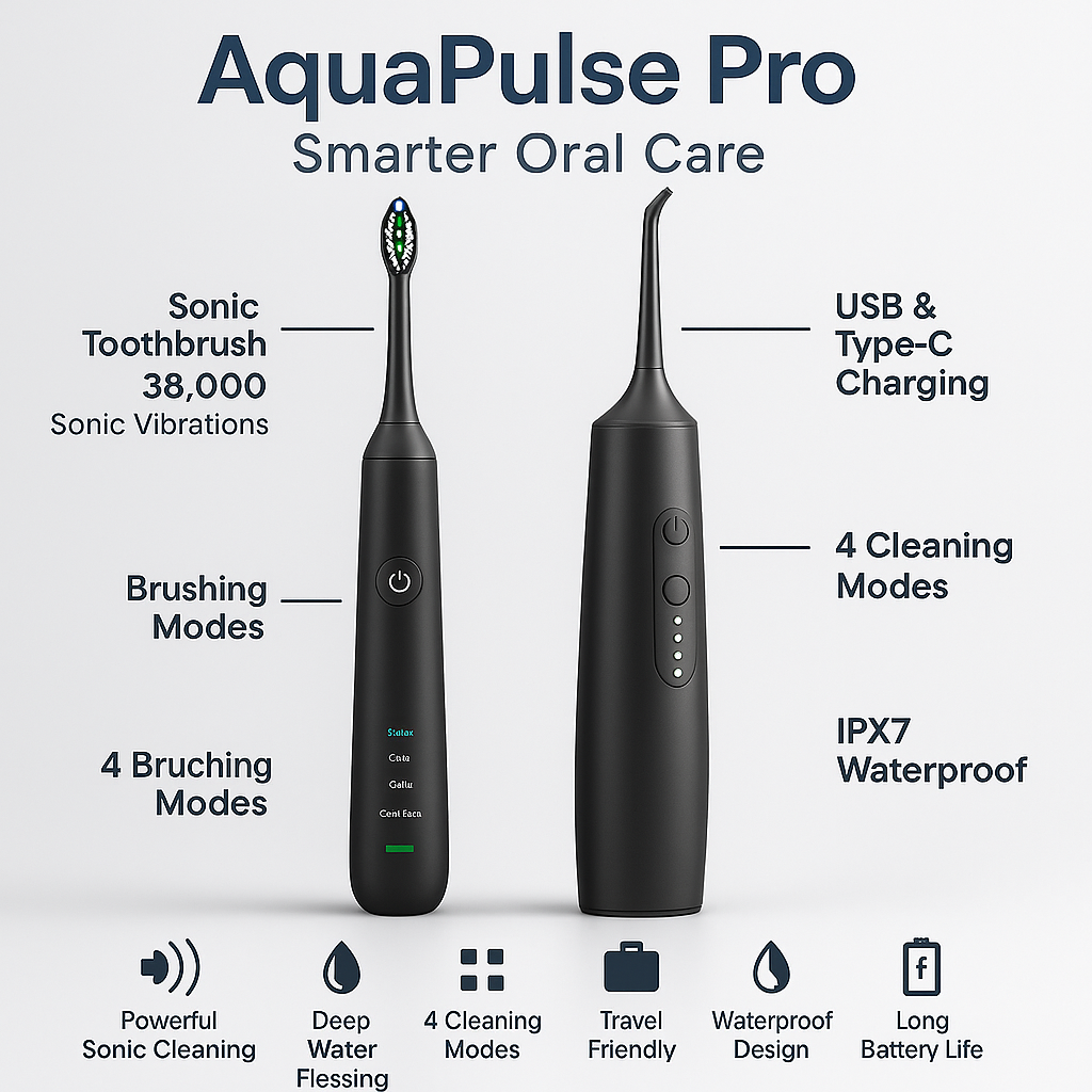 AquaPulse Pro – Cordless Water Flosser & USB Rechargeable Oral Irrigator