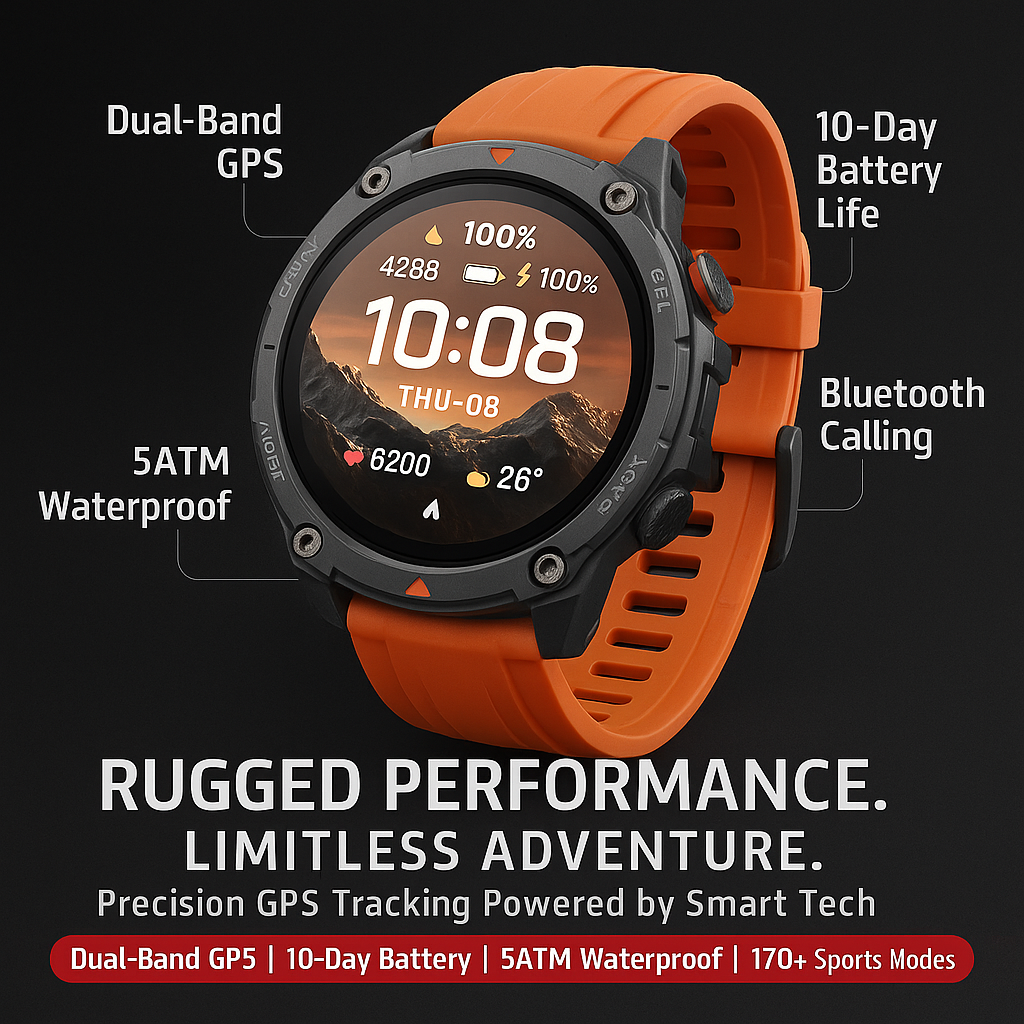 TrailCore GPS Smartwatch with Dual-Band GPS & Sports Modes
