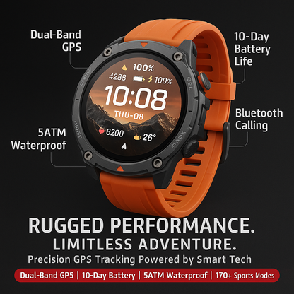 TrailCore GPS Smartwatch with Dual-Band GPS & Sports Modes