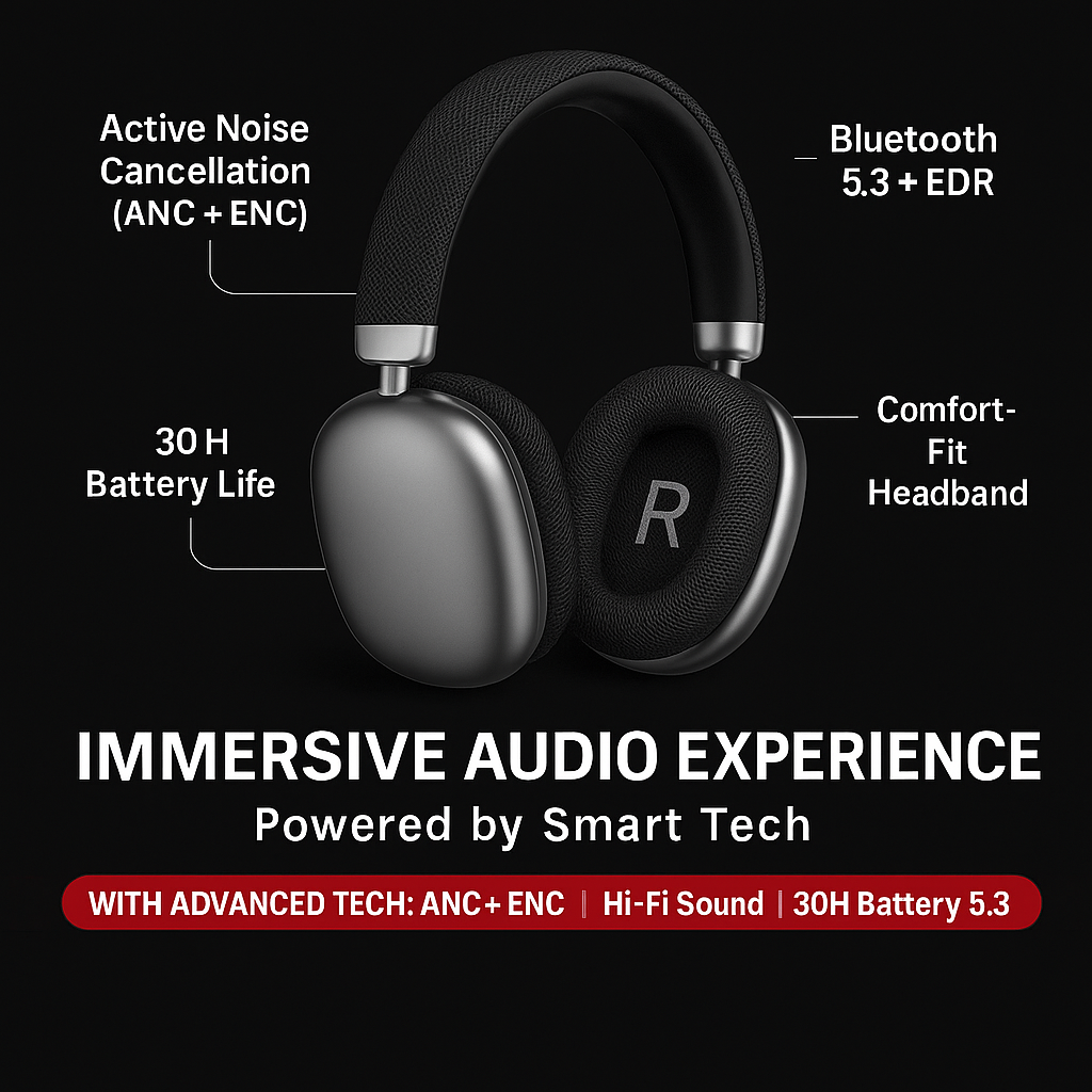 SoniqueTone X7 Wireless Headphones – HiFi Sound, ANC & All-Day Comfort