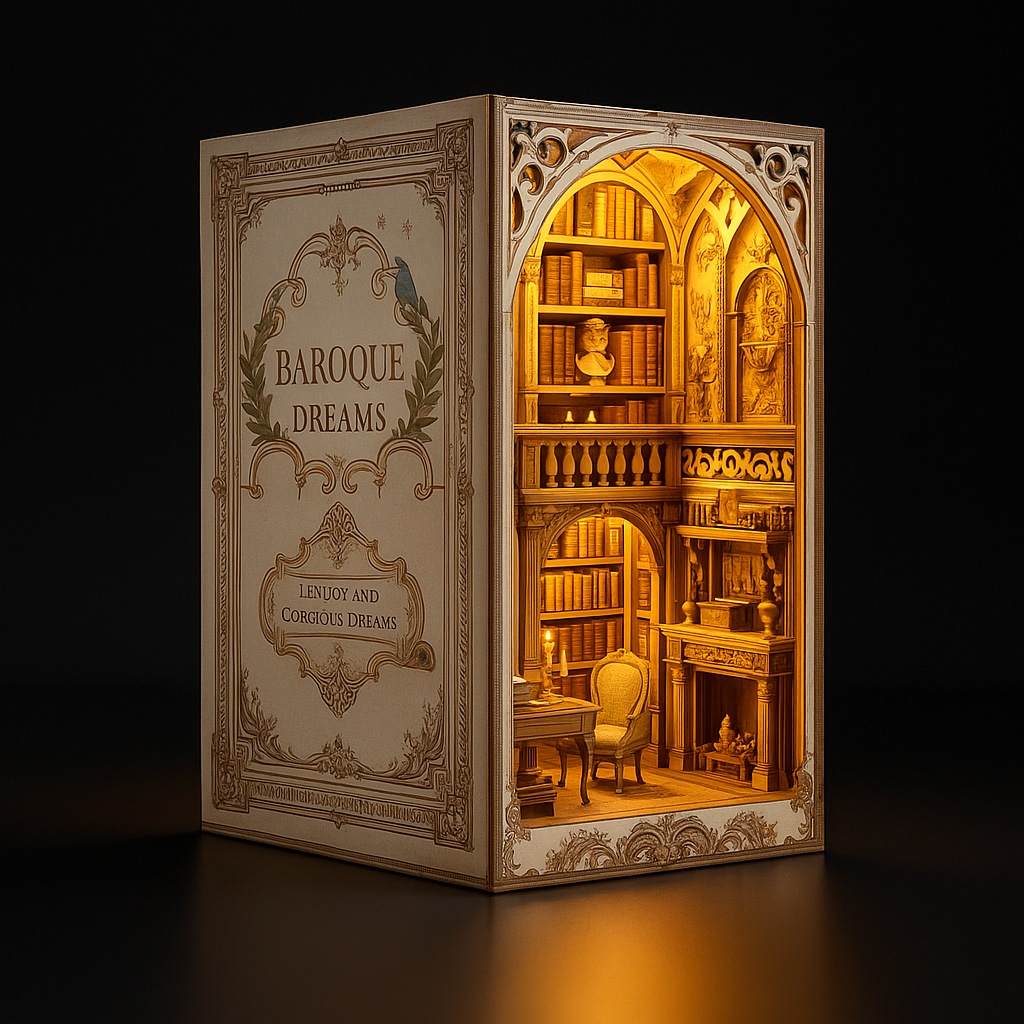 Craftoria Book Nook – DIY 3D Wooden Puzzle Miniature Bookshelf Insert