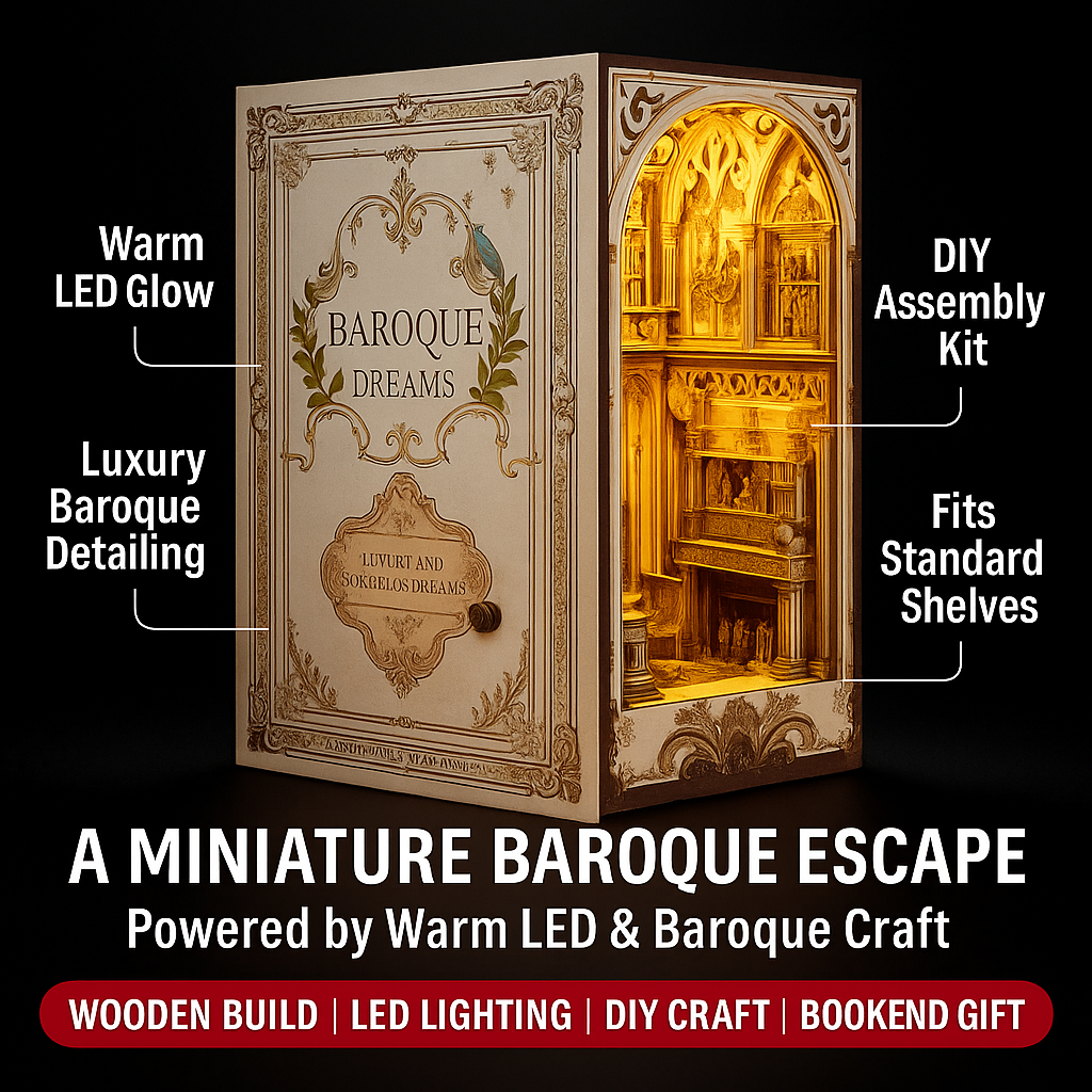 Craftoria Book Nook – DIY 3D Wooden Puzzle Miniature Bookshelf Insert