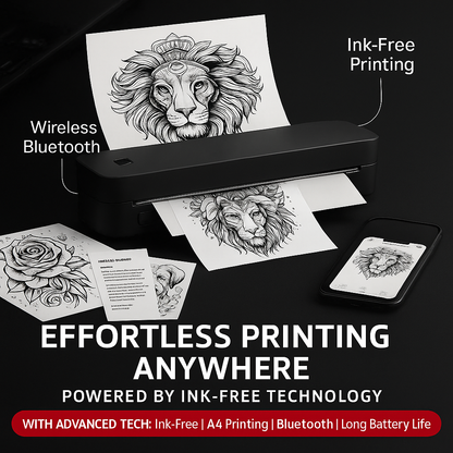 PrintEase Pro A4 Portable Thermal Printer – Wireless Inkless Bluetooth Printing