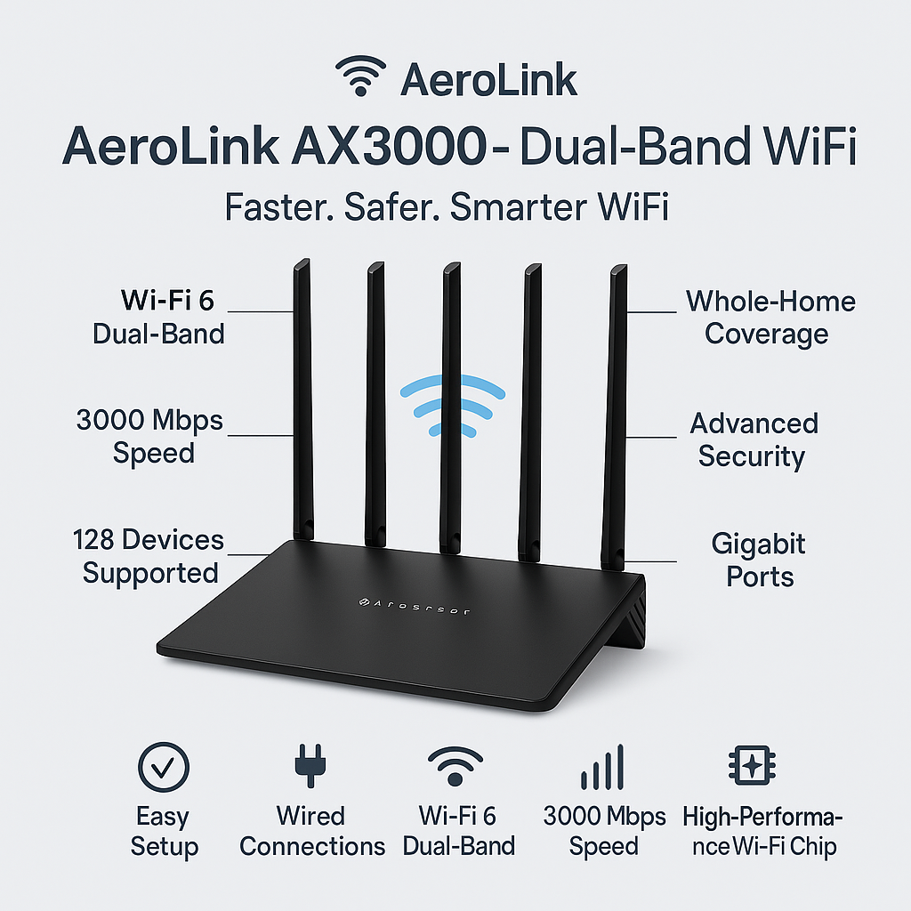 AeroLink AX3000 – Dual-Band WiFi Router