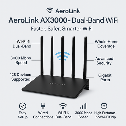 AeroLink AX3000 – Dual-Band WiFi Router