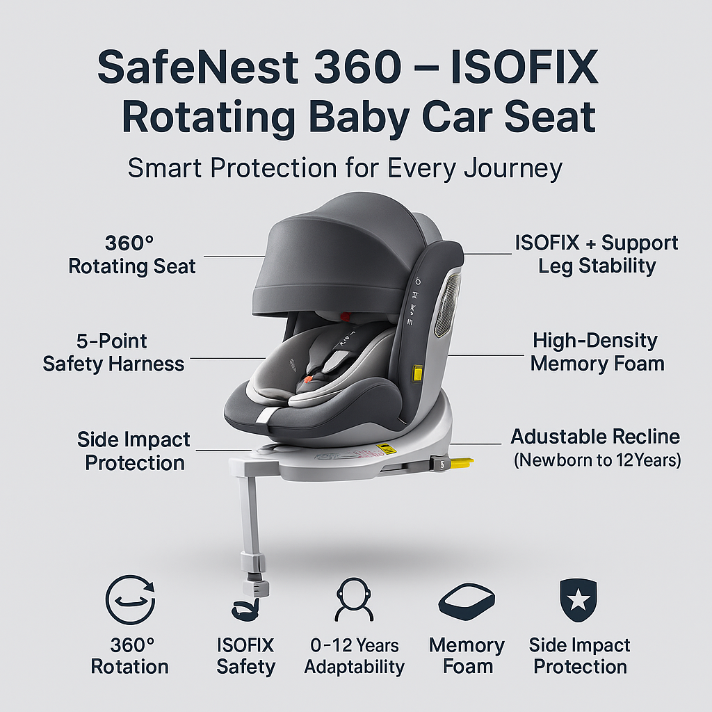 SafeNest 360 – ISOFIX Rotating Baby Car Seat