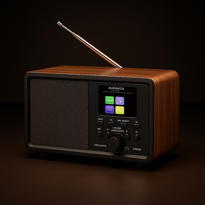 Auravox Retro DAB/FM Wooden Radio with Alarm & USB/AUX