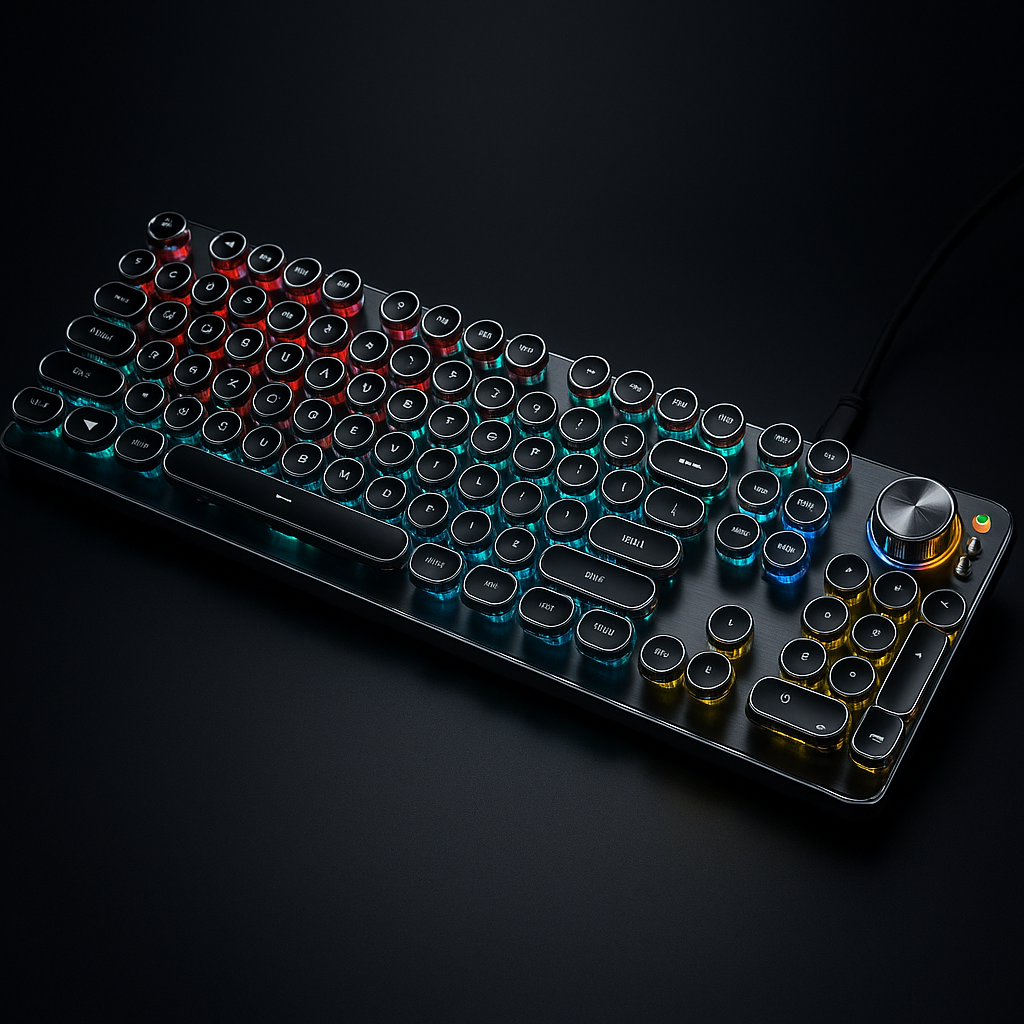GearForge Retro Gaming Keyboard – Steampunk Design, LED Backlit