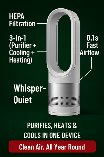 PureBreathe Halo – 3-in-1 Air Purifier with HEPA, Cooling & Heating