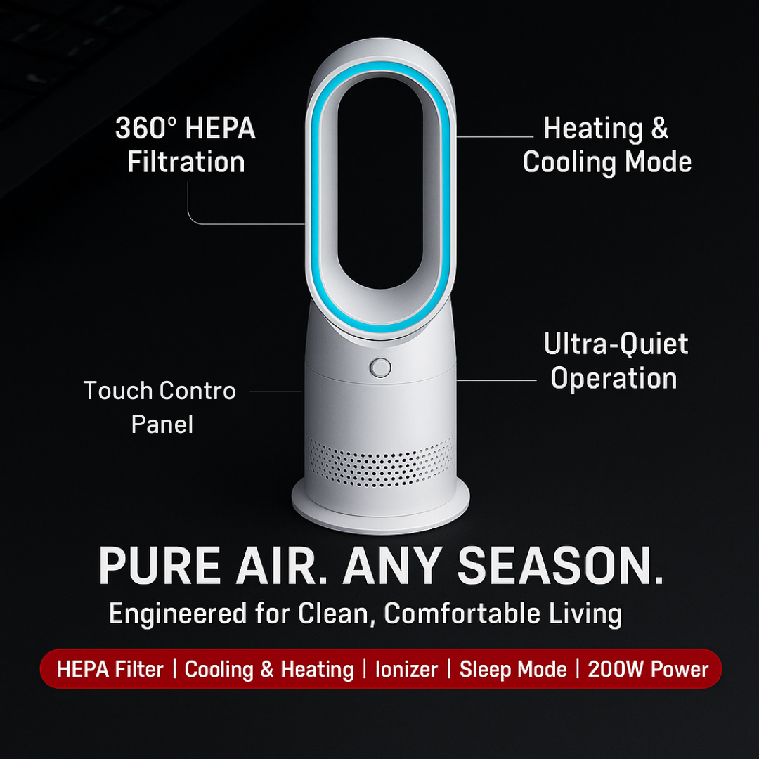 PureBreathe Halo – 3-in-1 Air Purifier with HEPA, Cooling & Heating