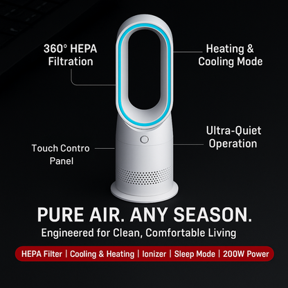 PureBreathe Halo – 3-in-1 Air Purifier with HEPA, Cooling & Heating