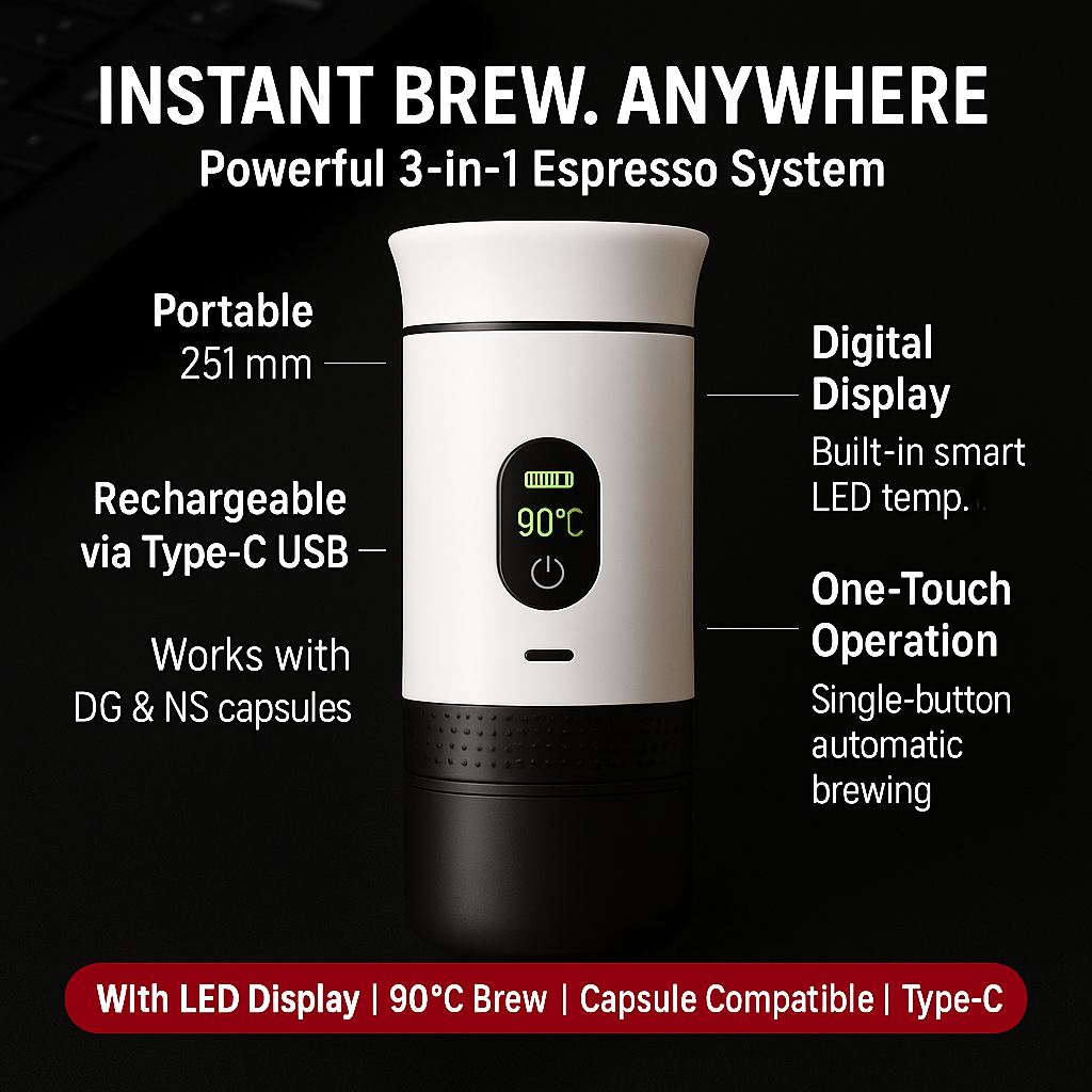 BrewMate Go 3-in-1 Portable Espresso Maker
