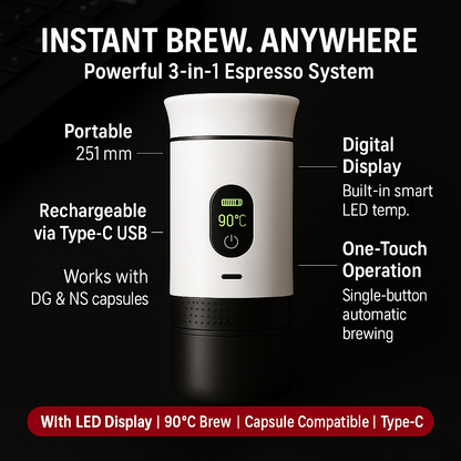 BrewMate Go 3-in-1 Portable Espresso Maker