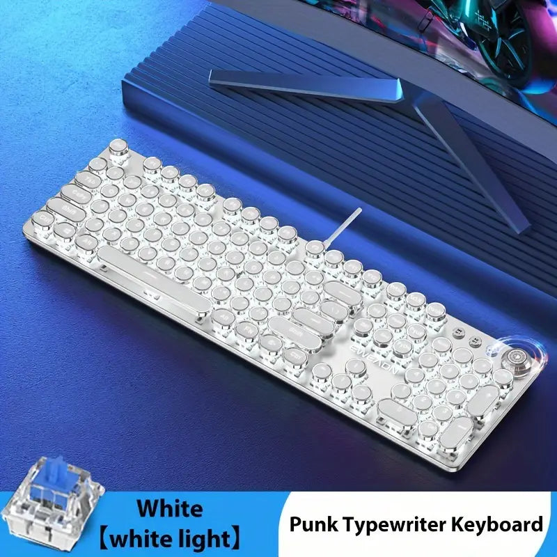 GearForge Retro Gaming Keyboard – Steampunk Design, LED Backlit