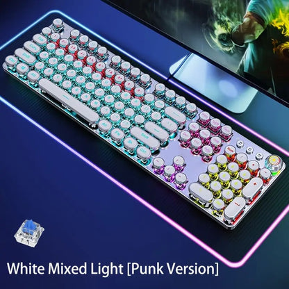 GearForge Retro Gaming Keyboard – Steampunk Design, LED Backlit