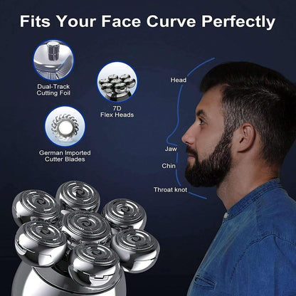 BladeRunner 7D Electric Shaver – 5-in-1 Grooming Kit for Men