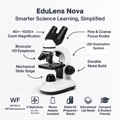 EduLens NOVA – High-Power Student Microscope with LED Light