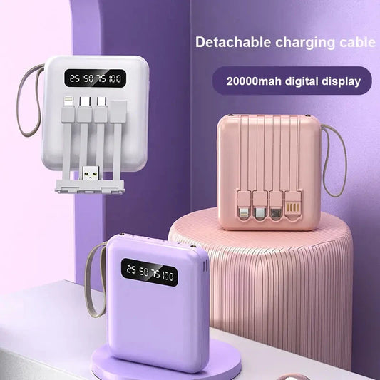 Trailcore PowerBank 20000mAh – Compact Fast-Charging with 4-in-1 Cable