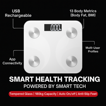 BodySense Pro – Smart Bluetooth Body Fat & BMI Scale with App