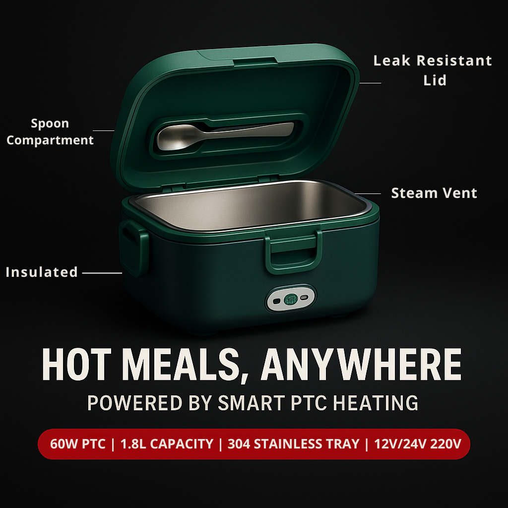 HeatPorter 1.8L Electric Heated Lunch Box – Car, Office & Travel Food Warmer